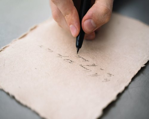 Close up of writing a letter